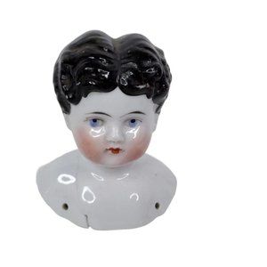 Antique German All Original Low Brow China Head Do